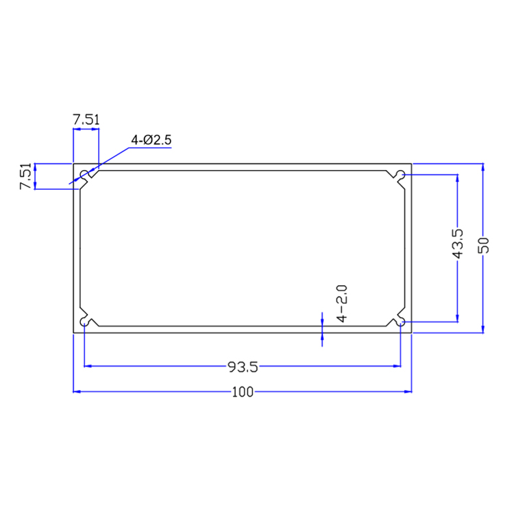 100*50仪表铝型材外壳体 DIY铝合金盒子 pcb外壳 铝壳体铝盒定做