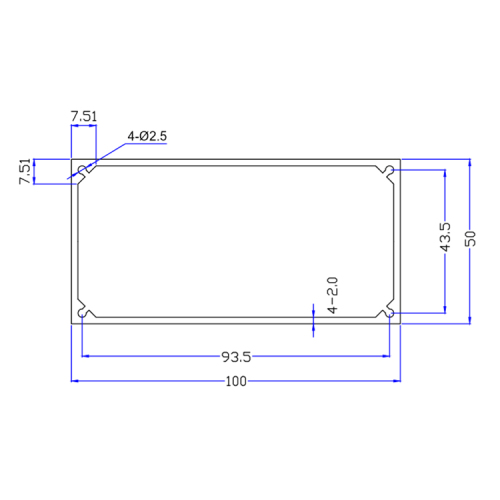100*50仪表铝型材外壳体 DIY铝合金盒子 pcb外壳 铝壳体铝盒定做