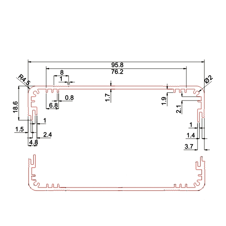 96*33仪表铝型材壳体/DIY电子铝合金机箱/功放仪器线路板盒外壳