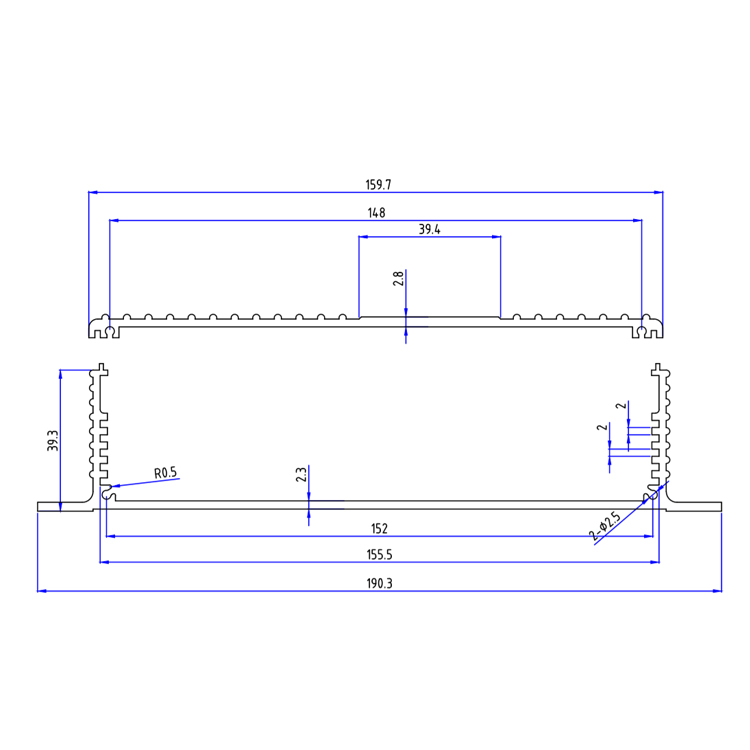 190*46Extrusion aluminum material electronics enclosure metal detector shell