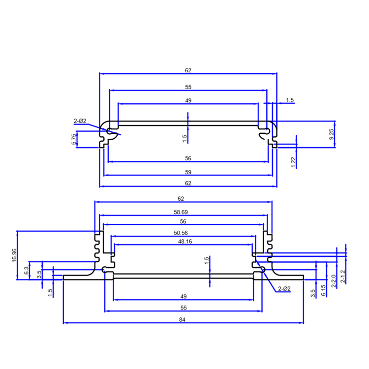 84*24PCB线路板铝机盒体散热片PCB插式铝壳带固定分体铝型材壳体