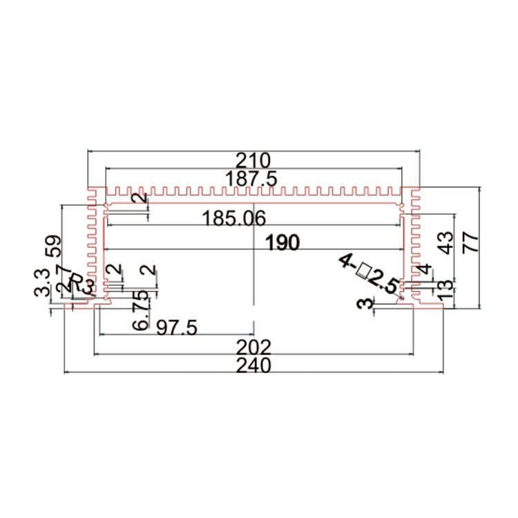 240*77OEM Aluminum box custom aluminum extrusions for pcb board decorative junction box outlet enclosure