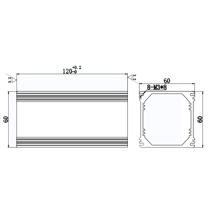 PG001 60*60-L IP68 waterproof aluminum enclosure