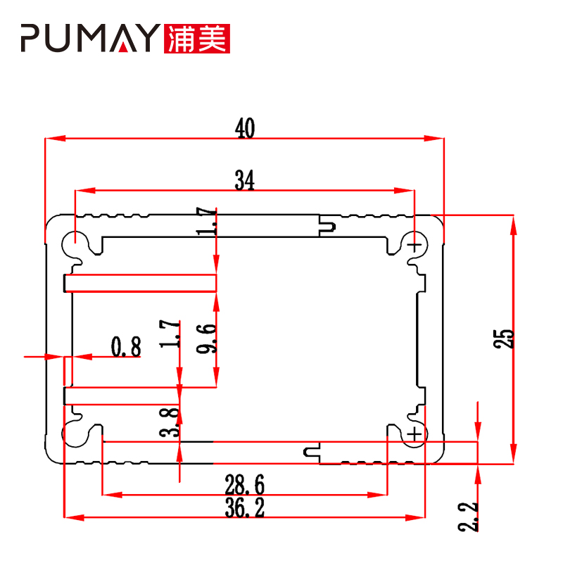 40*25-L mm aluminum electrical distribution Metal Box Enclosure custom color for specific application