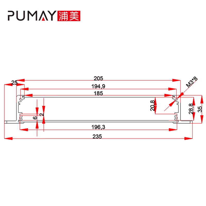 Aluminum Chassis Enclosure Solution 235*35-155mm