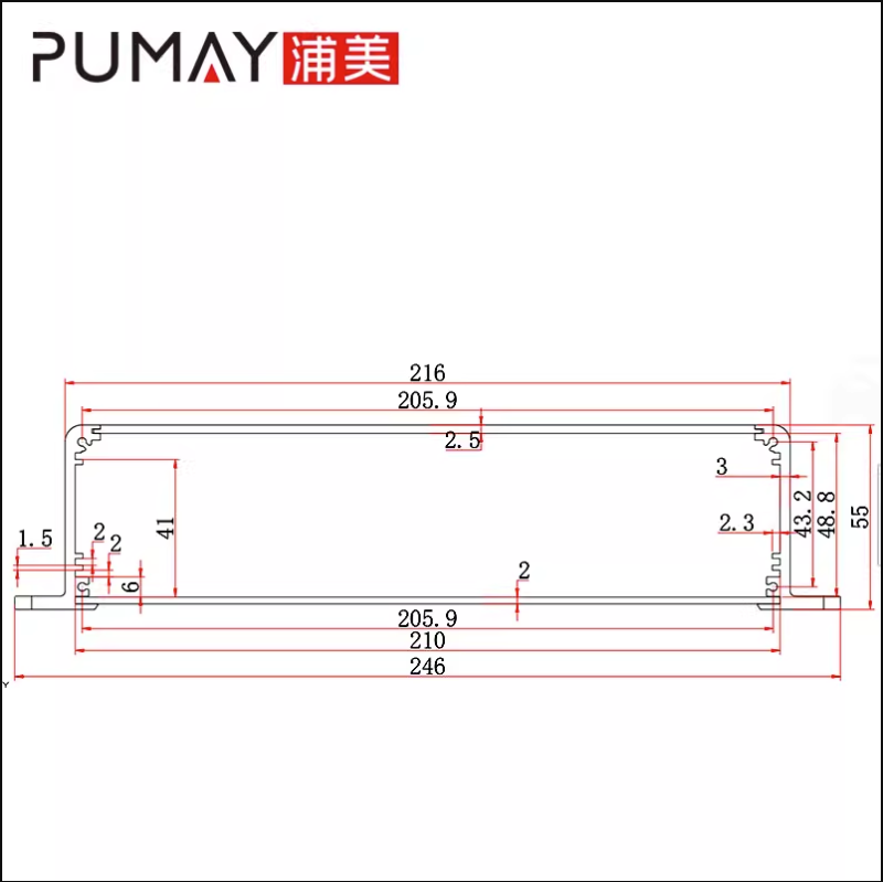 Aluminum Instrument Equipment Chassis Enclosure 246*55-215 mm