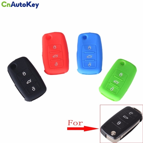 CS001014 3 Buttons Silicone Car Key Cover For VW Volkswagen Passat Polo Golf Touran Bora Jetta Cady Touran Sharan Transporter