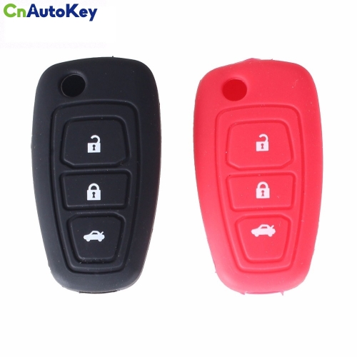 CS018002 Silicone Cover Fit For FORD Focus Mondeo Fiesta Flip Remote Key Case 3 Button Hollowed