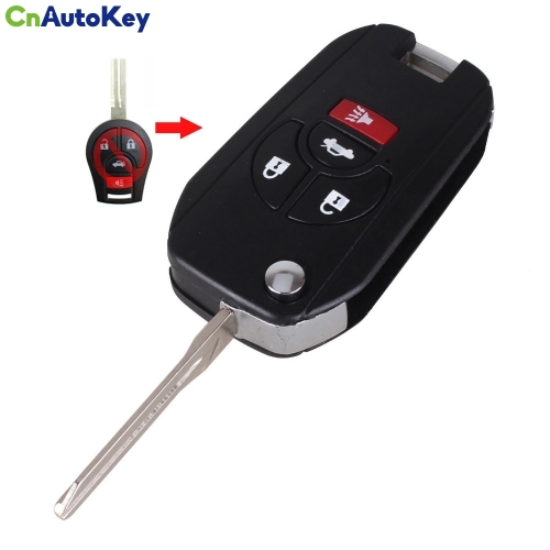 CS027022 4 Buttons Uncut Blank Remote Flip Folding Key Shell Case Fob For Nissan Altima Maxima Sentra Versa