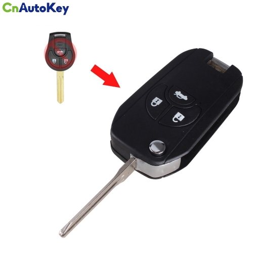 CS027012 Replacement Case Uncut Blank Flip Folding Remote Key Shell Cover For Nissan Sylphy 3 Buttons Switch Blade Fob