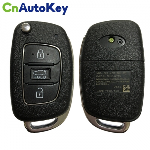 CN020056 OKA-421T 433Mhz 4D60 3 Buttons Flip Remote Auto Car Key For Hyundai Elantra Folding Keys Fob 2015DJ4229 Geniune Parts