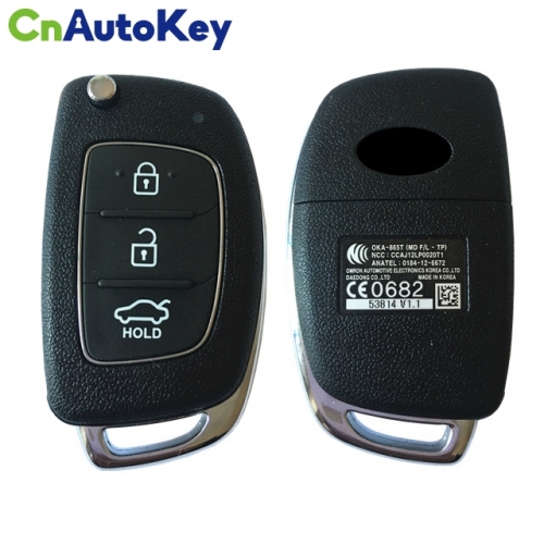 CN020077 Hyundai 3 Button Genuine Remote 433MHz - Elantra 2012- OKA – 865T (MD FL –TP)