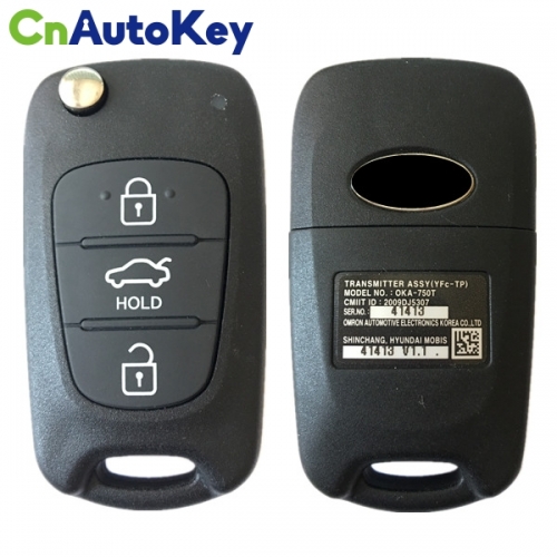 CN020102 Genuine Hyundai 3 Buttons Flip Remote Key 433mhz PCF7936 OKA-750T