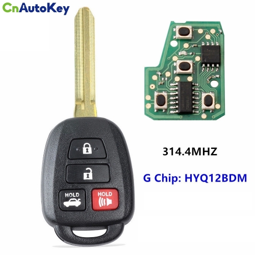 CN007100 Remote Car key 314.4MHz With G Chip optional For Toyota Camry Corolla 2012-2017 HYQ12BDM