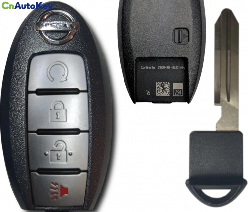 CN027085 S180144109 Remote Car Key Fob 4 Buttons 433.92Mhz 4A for Nissan Rogue 2017 2018 FCC ID KR5S180144106, IC 7812D-S180106
