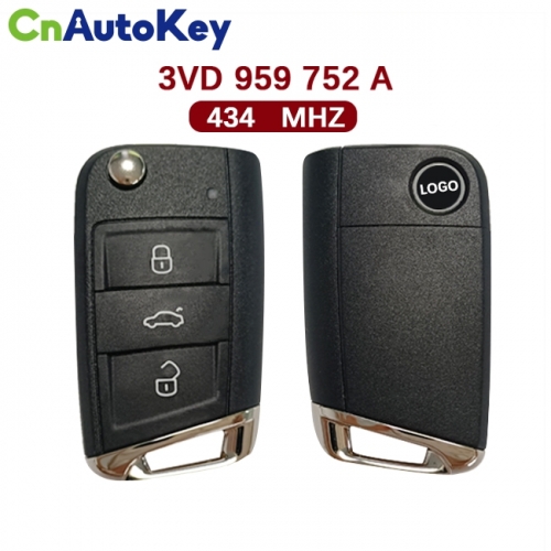 CN001122  FOR Skoda Superb Facelift 3 Button Flip Key Fob Remote 3VD 959 752A 434mzh NCP2161W Keyless GO