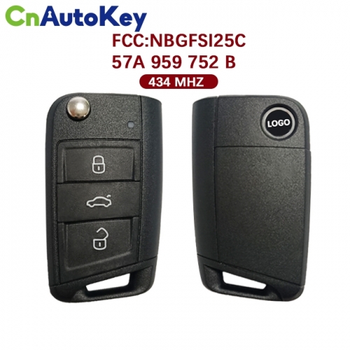 CN001126  FOR Skoda Superb Facelift 3 Button Flip Key Fob Remote 57A 959 752B 434mzh NCP2161W