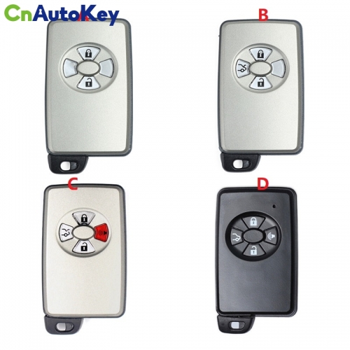 CS007097 for Toyota Replacement Smart Card Remote Car Key Shell Case Cover 2 /3 /4 Buttons with Uncut Blade