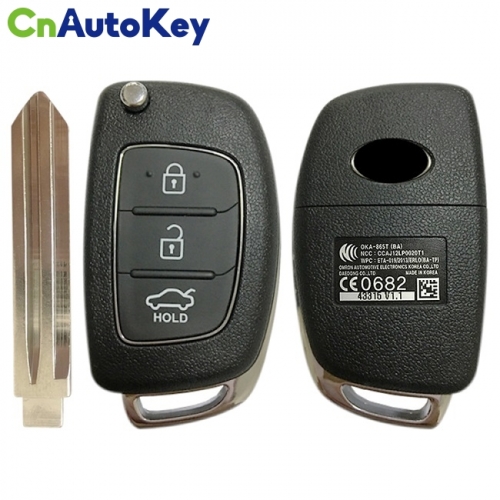 CN020059 Genuine HYUNDAI Elantra flip key remote, 3 buttons OKA-865T(BA), 433MHz 47CHIP