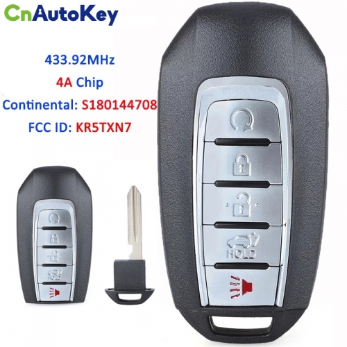 CN021007 5B Smart Remote Car Key FSK 433Mhz NCF29A1M  HITAG AES  4A Chip For Infinit QX60 FCC ID KR5TXN7  S180144708