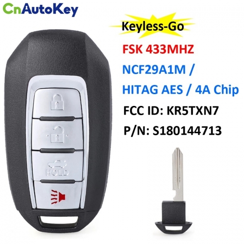 CN021006 4B Smart Remote Car Key FSK 433Mhz NCF29A1M  HITAG AES  4A Chip For Infinit Q50 Q60 FCC ID KR5TXN7  S180144713