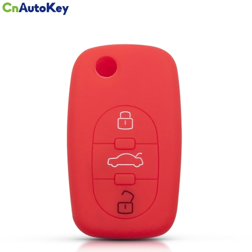 CS008038     For Audi A2 A3 S3 A4 S4 A6 S6 RS6 A8 Tt Allroad 3 Buttons Folding Remote Holder Silicone Car Key Cover Case Skin Jacket