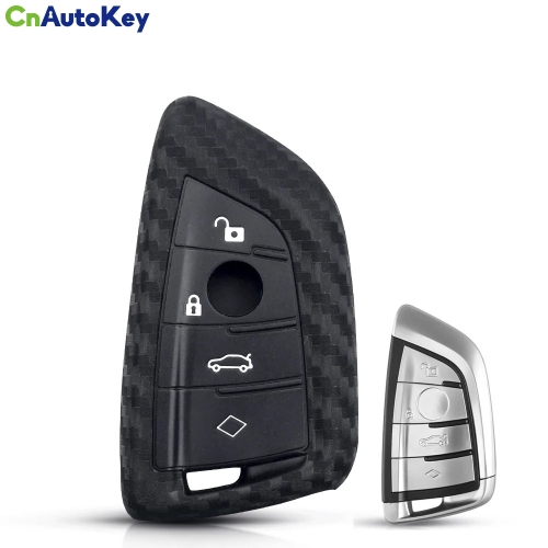 CS006044   10X For BMW X1 X5 X6 5 7 Series 2016 2017 2018 Keyless 3 Button Carbon Silicone Car Key Case Remote Fob Cover