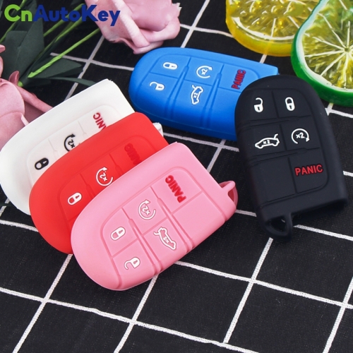 CS015046   30X For Jeep Grand Cherokee Dodge JCUV Dart Journey For Chrysler 300C 5 Button Silicone Car Key Case Cover Fob Shell