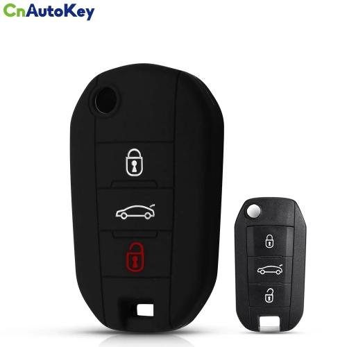 CS016024  For Citroen C4 CACTUS C5 C3 C4L For Peugeot 508 301 2008 3008 408 key Case Bag Holder 3 Button Silicone Car Key Case