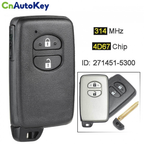 CN007227  314.3 MHz FSK 4D67 Chip 271451-5300 Smart 2 Button Remote Car Key Fob for Toyota Prius Aqua IQ Ractis Belta Vitz Corolla Axio