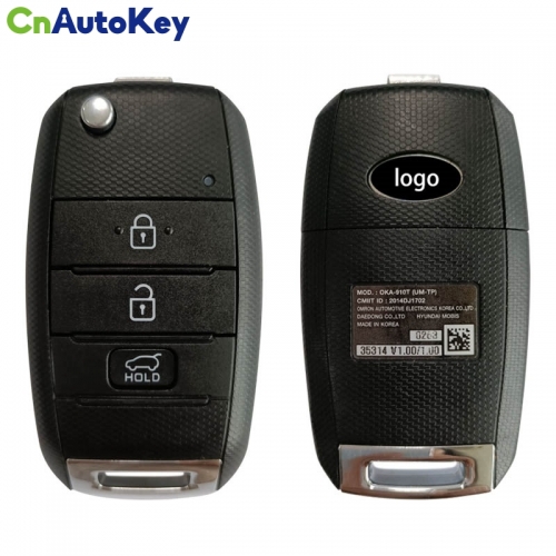 CN051139  Genuine KIA Sorento 2015-2019 Flip Remote Key 3 Buttons 433 MHz TIRIS DST80 Chip FCC ID: OKA-910T 95430-C5211/C5210