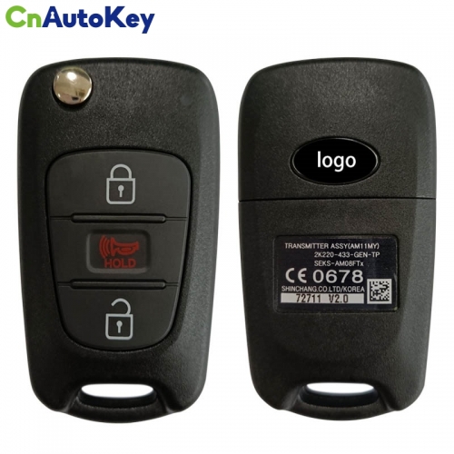 CN051141 Genuine Kia Soul 2010+ Flip Remote, 3Buttons, SEKS-AM08FTX PCF7936, 433MHz 95430-2K220  95430-2K331 95430-2K330