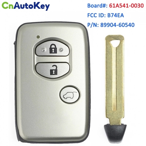 CN007230  61A541-0030 433MHz Smart Card Proximity Remote Key Unlocked for TOYOTA PRADO 2010-2017 3 Button 89904-60540  FCC ID: B74EA