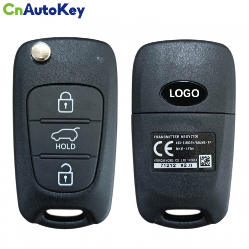 CN051148 Genuine Kia Cerato 2010+ Flip Remote, 3Buttons, RKE-4F04 PCF7936, 433MHz 95430-1M250