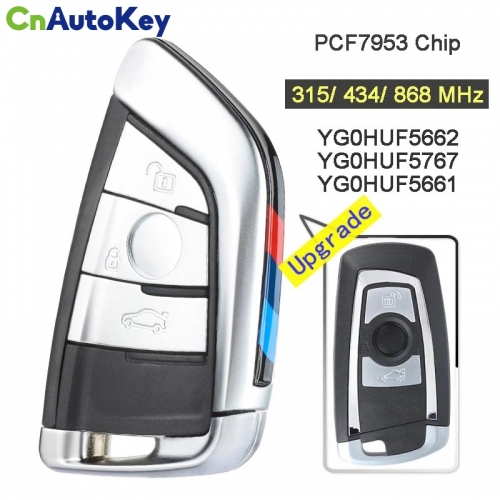 CN006102 315/434/868MHz PCF7953P CAS4+/FEM YG0HUF5662 / 5767 Upgraded 3 Button Remote Key Fob for BMW 1 2 3 4 5 6 7 Series X3 M2