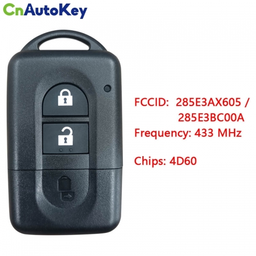 CN027023   Key for Nissan Frequency 433 MHz Transponder 4D60 Part No 285E3AX605 / 285E3BC00A