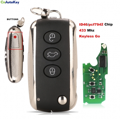 CN012005 Keyless Entry Smart Key For Continental GT/GTC Continental Flying Spur 2006-2016 315MHZ 433MHz PCF7942 With ID46 Chip