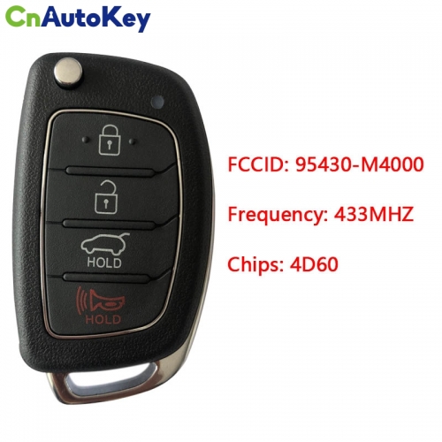 CN020119 2016 Hyundai Creta Remote Flip Key 3+1B 433MZ 4D60 80BIT 95430-M4000