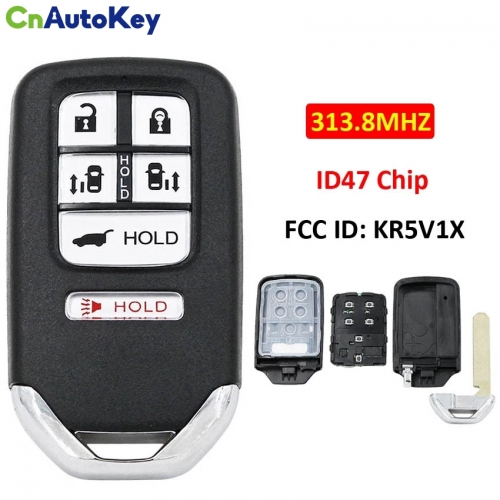 CN003146  5+1/6 Button Remote Car Key 313.8MHz ID47 Chip FCC ID: KR5V1X A2C83158300 A2C80084300 for Honda Odyssey 2014 2015 2016 2017