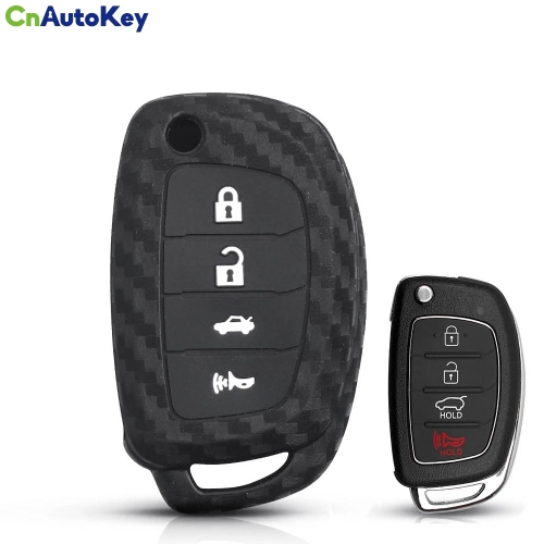 CS020032  For Hyundai i25 ix35 Sonata 2017 2018 2019 For Car Accessories Key Case 4 Button Silicone Car Key Case Carbon Key