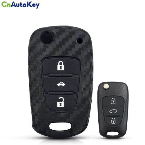 CS020031  10pcs For Hyundai I30 IX35 For Kia Kia RIO K2 K5 Car Keys Blank Protector Case Cover Carbon Fiber Silicone Car Key Shell