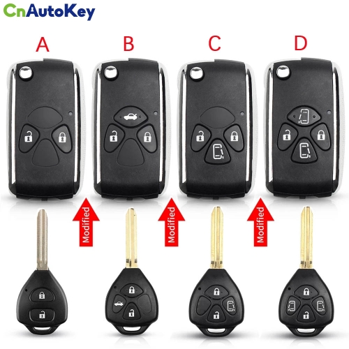 CS007119  2/3/4 Button Modified Remote Car Key Case For Toyota Avlon Crown Corolla Camry RAV4 Reiz Yaris Prado Key Shell TOY43 4.0