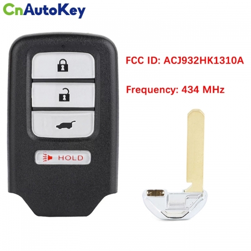 CN003150  2016-2016 Honda CR-Z / 4-Button Smart Key / PN: 72147-SZT-A01 / ACJ932HK1310A