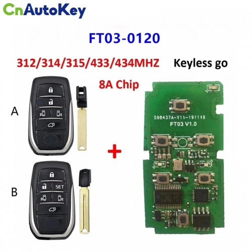 CN007271  Lonsdor ft03 FT03-0120 312/315/433mhz inteligente chave pcb para toyota alphard vellfire 8a chip k518 inteligente placa chave remota