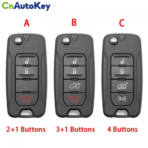 CS086004 2+1 Buttons For Jeep Renegade 2015/6/7/8 Flip Remote Car Key Shell Case With Uncut SIP22 Blade Replacement No Logo