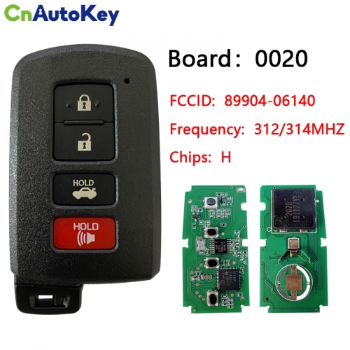 CN007144 2012-2020 For Toyota  4-Button Smart Key  312MHZ PN 89904-06140  HYQ14FBA  G BOARD 281451-0020 