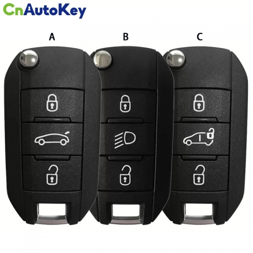 CN016046 Citroen 433 MHz transponder HITAG AES 3 button smart key fob (with logo)