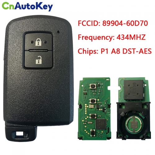 CN007162 For Toyota Land Cruiser Smart Key, 2Buttons, BH1EK P1 A8 DST-AES Chip, 433MHz 89904-60D70 Keyless Go