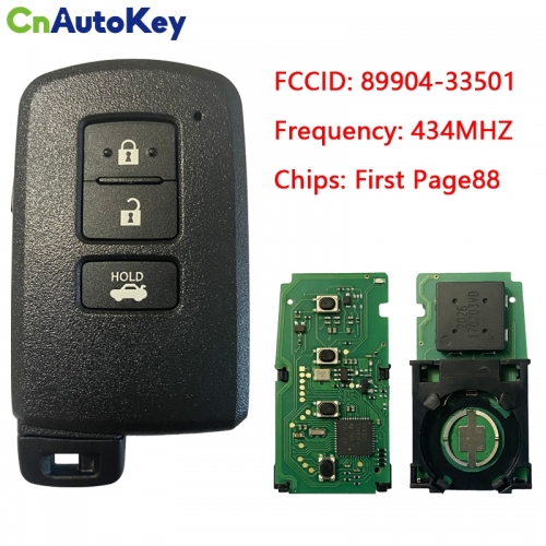 CN007160 For Smart Key for Toyota Auris Rav 4 3Buttons 434MHz   First Page88  Model BA9EQ  Part No 89904-33501  Keyless Go