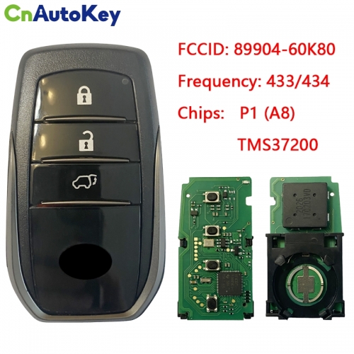 CN007154 For Toyota Land Cruiser 2016-2017 Genuine Smart Key 3 Buttons 433MHz P1 (A8) TMS37200 Transponder 89904-60K80 BJ2EW